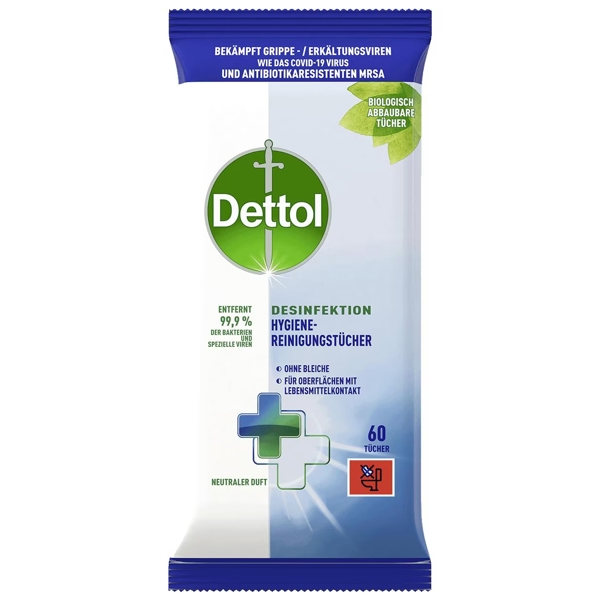 Dettol Desinfektion Hygiene- Reinigungs- tücher 23 x 12 x 4 cm - Webstar - Hygiene- und Verbrauchsartikel - Medizin- und Pflegeprodukte - Articles d’hygiène et consommables - Produits médicaux et de soins