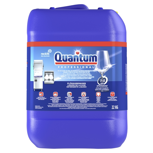 Finish Quantum Professional Geschirrspülreiniger chlorhaltiger Geruch, gelb, flüssig, pH: 12 - 12,9 22 Kg - Webstar - Hygiene- und Verbrauchsartikel - Medizin- und Pflegeprodukte - Articles d’hygiène et consommables - Produits médicaux et de soins
