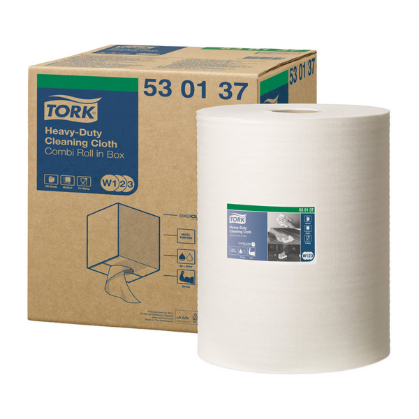 Tork Premium extra starke Reinigungstücher 530 Kombirolle im Karton – W1/W2/W3 System