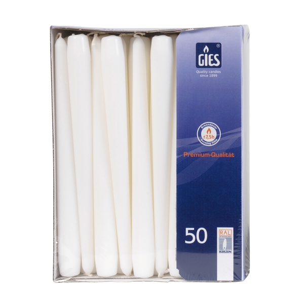 Spitzkerzen 22 × 245 mm, Brenndauer ca. 8 Stunden, weiss - Webstar - Hygiene- und Verbrauchsartikel - Medizin- und Pflegeprodukte - Kiosk- und Shopartikel - Fun Food Service - Schweiz - Articles d’hygiène et consommables - Produits médicaux et de soins - Produits de kiosque et de magasin - Fun Food Service - Suisse