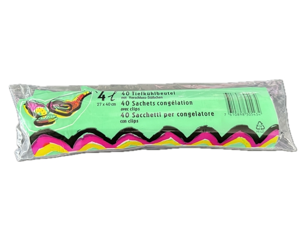 Gefrierbeutel LD-PE, transparent, mit Beschriftungsfeld und Verschlussstäbchen, 4 Liter, 27 × 40 cm, 32 my, Rolle à 40 Beutel - Webstar - Hygiene- und Verbrauchsartikel - Medizin- und Pflegeprodukte - Kiosk- und Shopartikel - Fun Food Service - Schweiz - Articles d’hygiène et consommables - Produits médicaux et de soins - Produits de kiosque et de magasin - Fun Food Service - Suisse
