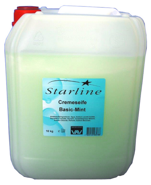 Starline Cream Soap Basic Flüssigseife Minzduft, mint, pH-neutral, mit Perlglanz, 10 Liter - Webstar - Hygiene- und Verbrauchsartikel - Medizin- und Pflegeprodukte - Kiosk- und Shopartikel - Fun Food Service - Schweiz - Articles d’hygiène et consommables - Produits médicaux et de soins - Produits de kiosque et de magasin - Fun Food Service - Suisse