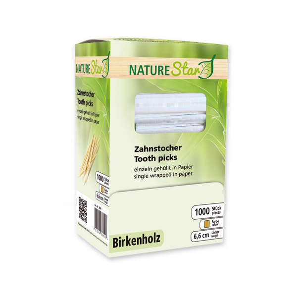 NatureStar Zahnstocher Holz, gehülst in Papier, 66 mm - Webstar - Hygiene- und Verbrauchsartikel - Medizin- und Pflegeprodukte - Kiosk- und Shopartikel - Fun Food Service - Schweiz - Articles d’hygiène et consommables - Produits médicaux et de soins - Produits de kiosque et de magasin - Fun Food Service - Suisse