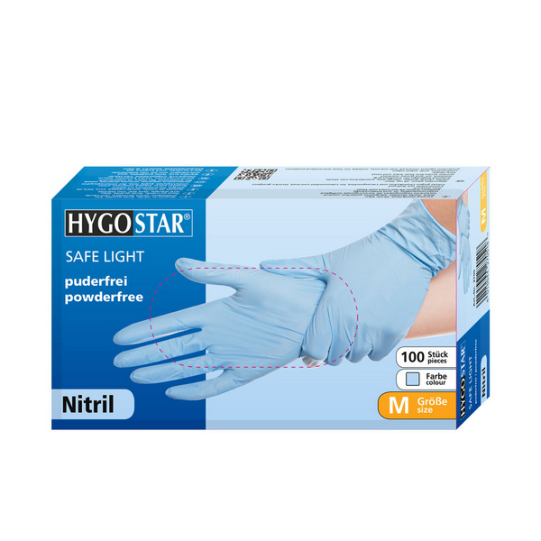 HYGOSTAR SAFE LIGHT Handschuhe Nitril, blau, puderfrei, unsteril Gr. S - Webstar - Hygiene- und Verbrauchsartikel - Medizin- und Pflegeprodukte - Articles d’hygiène et consommables - Produits médicaux et de soins