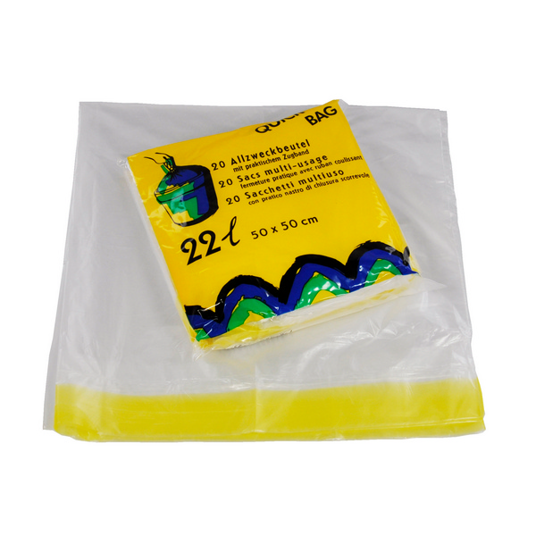 Einlagebeutel mit Zugband 22 Liter, HD-PE, transparent, 500 × 500 mm, 0,014 mm, Beutel à 20 Säcke - Webstar - Hygiene- und Verbrauchsartikel - Medizin- und Pflegeprodukte - Kiosk- und Shopartikel - Fun Food Service - Schweiz - Articles d’hygiène et consommables - Produits médicaux et de soins - Produits de kiosque et de magasin - Fun Food Service - Suisse