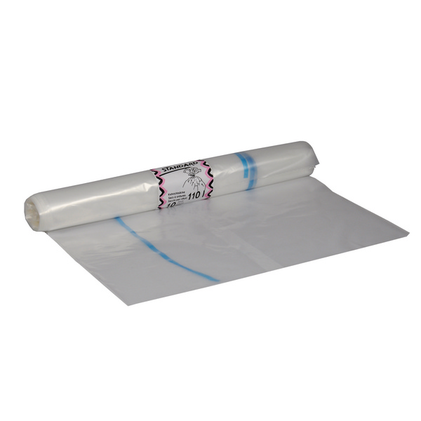 Kehrichtsäcke mit Verschlussband 110 Liter, LD-PE, transparent, 350 / 350 × 1100 mm, 0,033 mm, Rolle à 10 Säcke - Webstar - Hygiene- und Verbrauchsartikel - Medizin- und Pflegeprodukte - Kiosk- und Shopartikel - Fun Food Service - Schweiz - Articles d’hygiène et consommables - Produits médicaux et de soins - Produits de kiosque et de magasin - Fun Food Service - Suisse