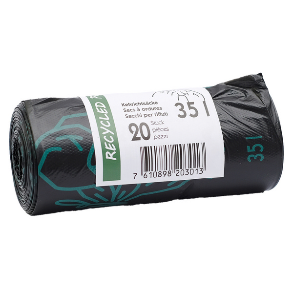 Kehrichtsäcke mit Verschlussband 35 Liter, HD/LLD-PE, schwarz, 280 / 275 × 700 mm, 0,020 mm, Rolle à 20 Säcke - Webstar - Hygiene- und Verbrauchsartikel - Medizin- und Pflegeprodukte - Kiosk- und Shopartikel - Fun Food Service - Schweiz - Articles d’hygiène et consommables - Produits médicaux et de soins - Produits de kiosque et de magasin - Fun Food Service - Suisse