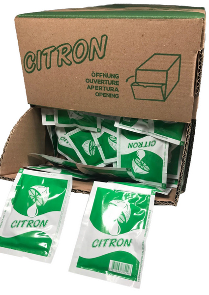 Erfrischungstücher CITRON Spunlace-Vlies, 6 × 8 cm, weiss, im Sachet, Tuchgrösse ca. 150 × 135 mm - Webstar - Hygiene- und Verbrauchsartikel - Medizin- und Pflegeprodukte - Kiosk- und Shopartikel - Fun Food Service - Schweiz - Articles d’hygiène et consommables - Produits médicaux et de soins - Produits de kiosque et de magasin - Fun Food Service - Suisse