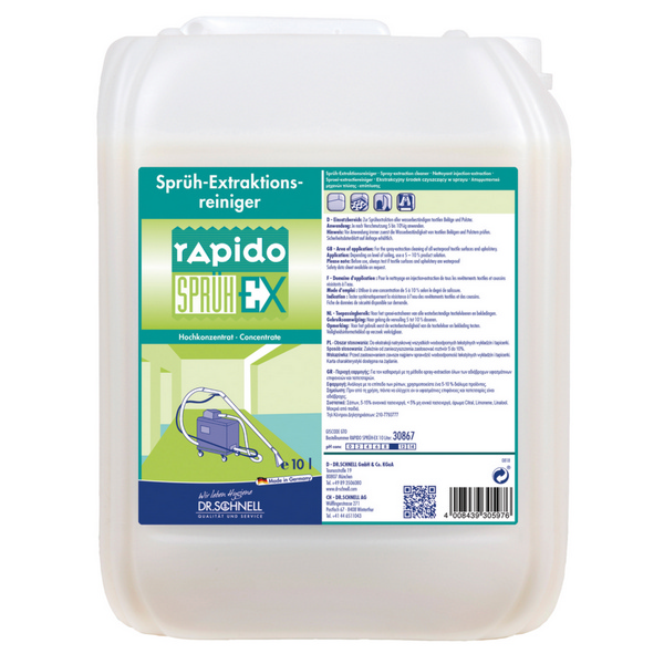 DR.SCHNELL'S RAPIDO Sprühextraktionsreiniger für Teppiche und Polster gelblich, flüssig, pH: 10,5, 10 Liter, Konzentrat - Webstar - Hygiene- und Verbrauchsartikel - Medizin- und Pflegeprodukte - Kiosk- und Shopartikel - Fun Food Service - Schweiz - Articles d’hygiène et consommables - Produits médicaux et de soins - Produits de kiosque et de magasin - Fun Food Service - Suisse