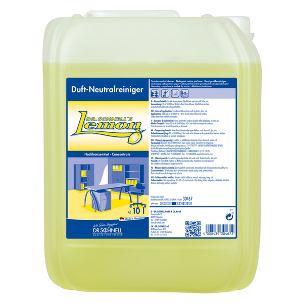 DR. SCHNELL'S LEMON Duft Neutralreiniger Zitrusduft, gelb, flüssig, pH: 6 - 7, 10 Liter, Konzentrat - Webstar - Hygiene- und Verbrauchsartikel - Medizin- und Pflegeprodukte - Kiosk- und Shopartikel - Fun Food Service - Schweiz - Articles d’hygiène et consommables - Produits médicaux et de soins - Produits de kiosque et de magasin - Fun Food Service - Suisse