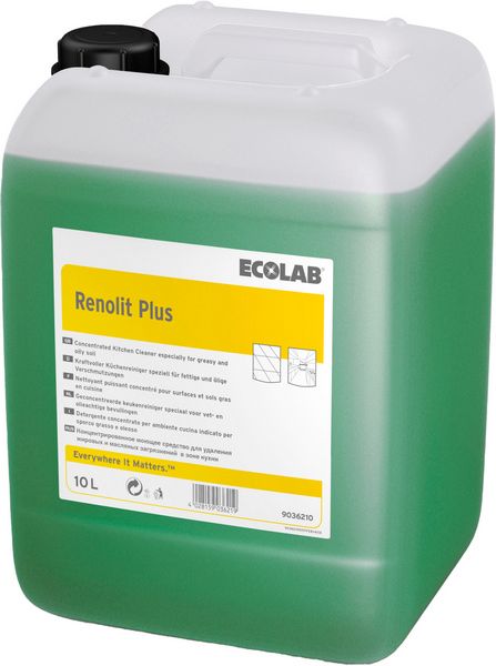 Renolit Plus Fettreiniger parfümiert, grün, flüssig, pH: 13 - 14, 10 Liter, Konzentrat - Webstar - Hygiene- und Verbrauchsartikel - Medizin- und Pflegeprodukte - Kiosk- und Shopartikel - Fun Food Service - Schweiz - Articles d’hygiène et consommables - Produits médicaux et de soins - Produits de kiosque et de magasin - Fun Food Service - Suisse