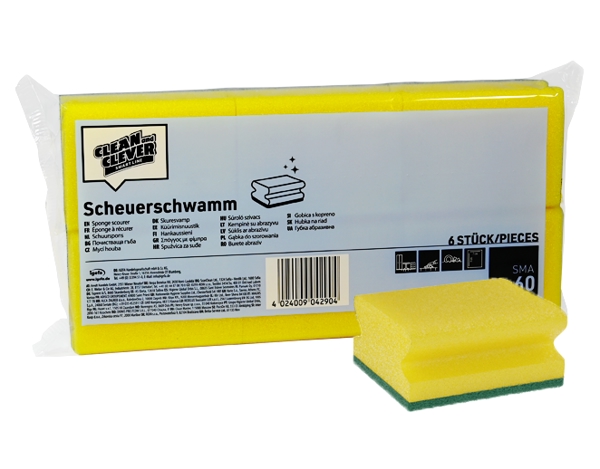 CLEAN and CLEVER Scheuerschwamm SMA 60 gelb / grün, klein, 9,5 × 7 × 4,5 cm - Webstar - Hygiene- und Verbrauchsartikel - Medizin- und Pflegeprodukte - Kiosk- und Shopartikel - Fun Food Service - Schweiz - Articles d’hygiène et consommables - Produits médicaux et de soins - Produits de kiosque et de magasin - Fun Food Service - Suisse