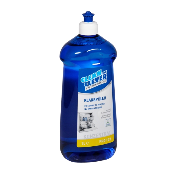 CLEAN and CLEVER Klarspüler PRO 123 blau, flüssig, pH: 1,7, umweltschonend, alkoholhaltig, 12 × 1 Liter, Konzentrat - Webstar - Hygiene- und Verbrauchsartikel - Medizin- und Pflegeprodukte - Kiosk- und Shopartikel - Fun Food Service - Schweiz - Articles d’hygiène et consommables - Produits médicaux et de soins - Produits de kiosque et de magasin - Fun Food Service - Suisse