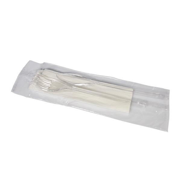 Premium Besteckset PS, transparent, dreiteilig, 180 mm, Messer, Gabel, Serviette - Webstar - Hygiene- und Verbrauchsartikel - Medizin- und Pflegeprodukte - Kiosk- und Shopartikel - Fun Food Service - Schweiz - Articles d’hygiène et consommables - Produits médicaux et de soins - Produits de kiosque et de magasin - Fun Food Service - Suisse