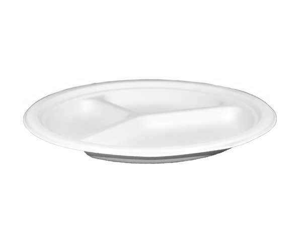 Teller Bagasse, weiss, kompostierbar, dreigeteilt, Ø 263 × 25 mm - Webstar - Hygiene- und Verbrauchsartikel - Medizin- und Pflegeprodukte - Kiosk- und Shopartikel - Fun Food Service - Schweiz - Articles d’hygiène et consommables - Produits médicaux et de soins - Produits de kiosque et de magasin - Fun Food Service - Suisse