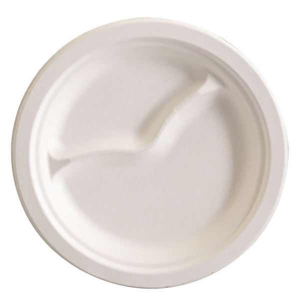 Teller Bagasse, weiss, kompostierbar, zweigeteilt, Ø 229 × 20 mm - Webstar - Hygiene- und Verbrauchsartikel - Medizin- und Pflegeprodukte - Kiosk- und Shopartikel - Fun Food Service - Schweiz - Articles d’hygiène et consommables - Produits médicaux et de soins - Produits de kiosque et de magasin - Fun Food Service - Suisse