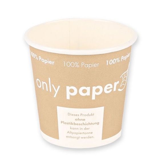 Kartonbecher Only Paper 100% Papier, braun, vollständig recycelbar 1 dl, Ø 62,5 × 60 mm - Webstar - Hygiene- und Verbrauchsartikel - Medizin- und Pflegeprodukte - Articles d’hygiène et consommables - Produits médicaux et de soins