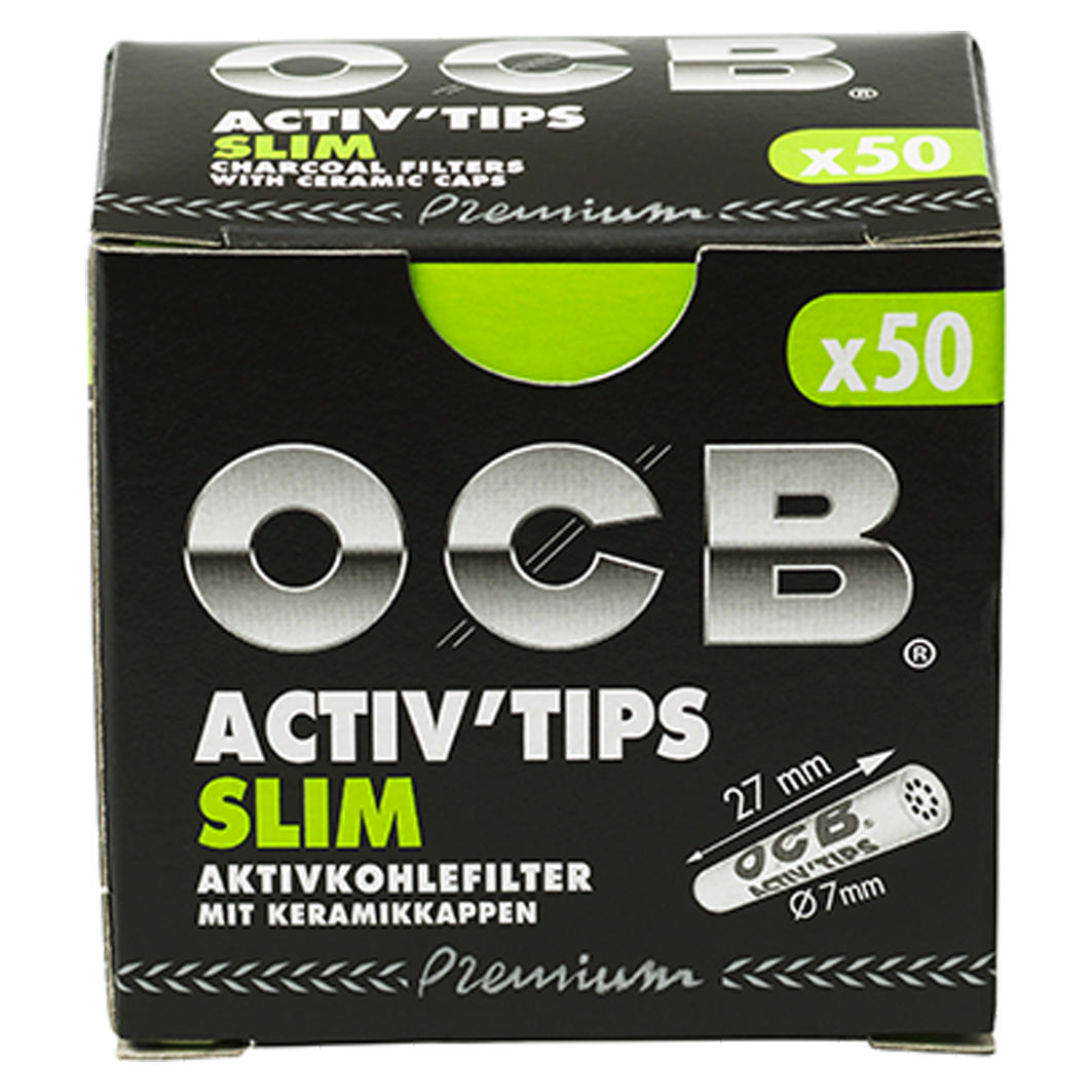 OCB Premium Slim Activ Charcoal Tips 50