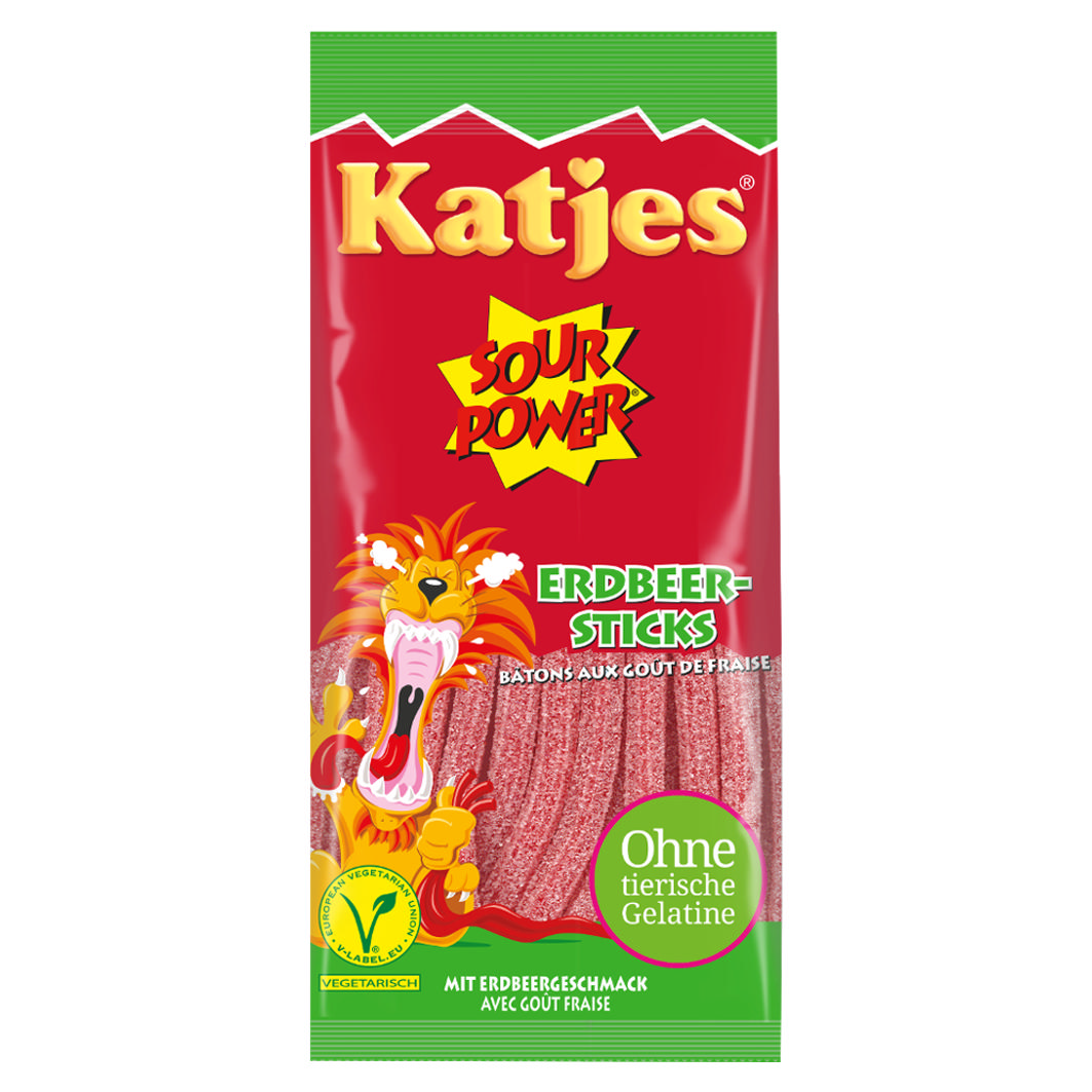 Katjes Sour Power Erdbeer-Sticks 100g