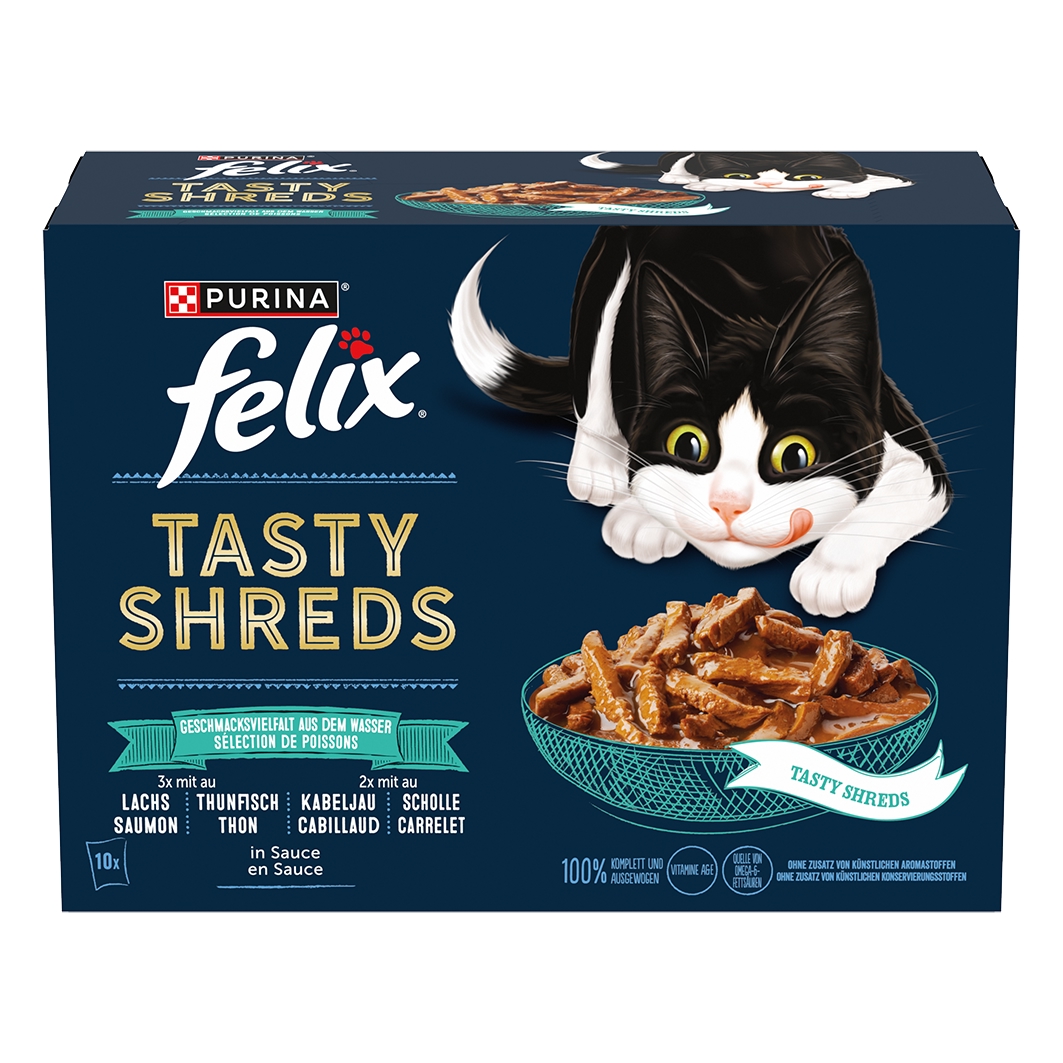 Felix Tasty Shreds Fisch 10x80g