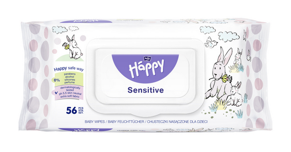 Happy Sensitive mit Aloe Feuchtpflegetücher