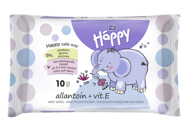 Happy mit Allantoin & Vitamin E Feuchtpflegetücher