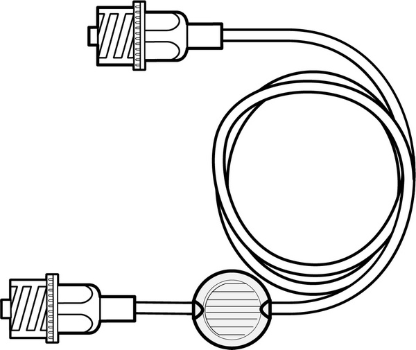 CADD Verlängerung gelb-gestreift mit Luer-Anschluss männlich/männlich, 0,2-Mikron-Filter